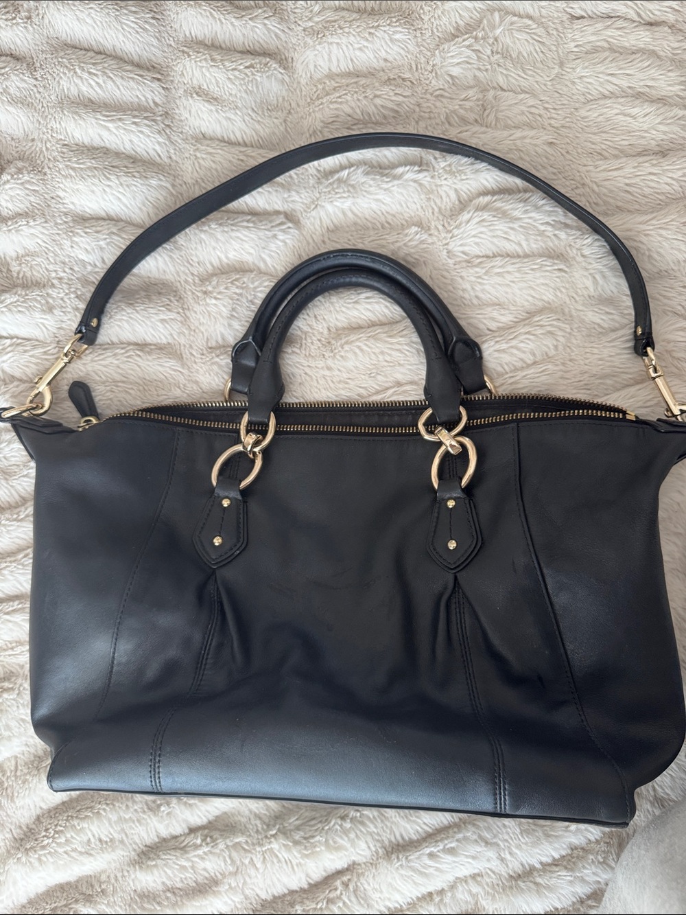Coach Black Leather Satchel with Gold Hardware - Picture 2 of 5